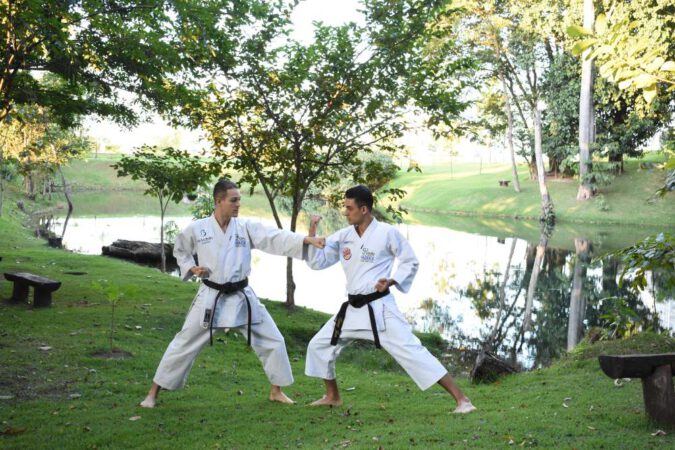 Karate training in the park