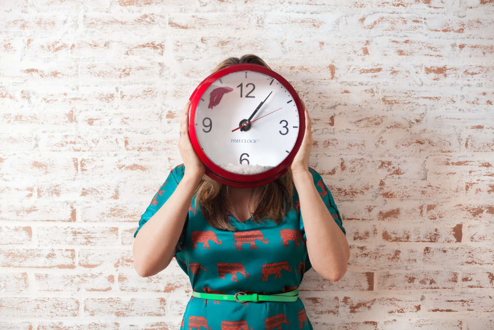 Woman and clock