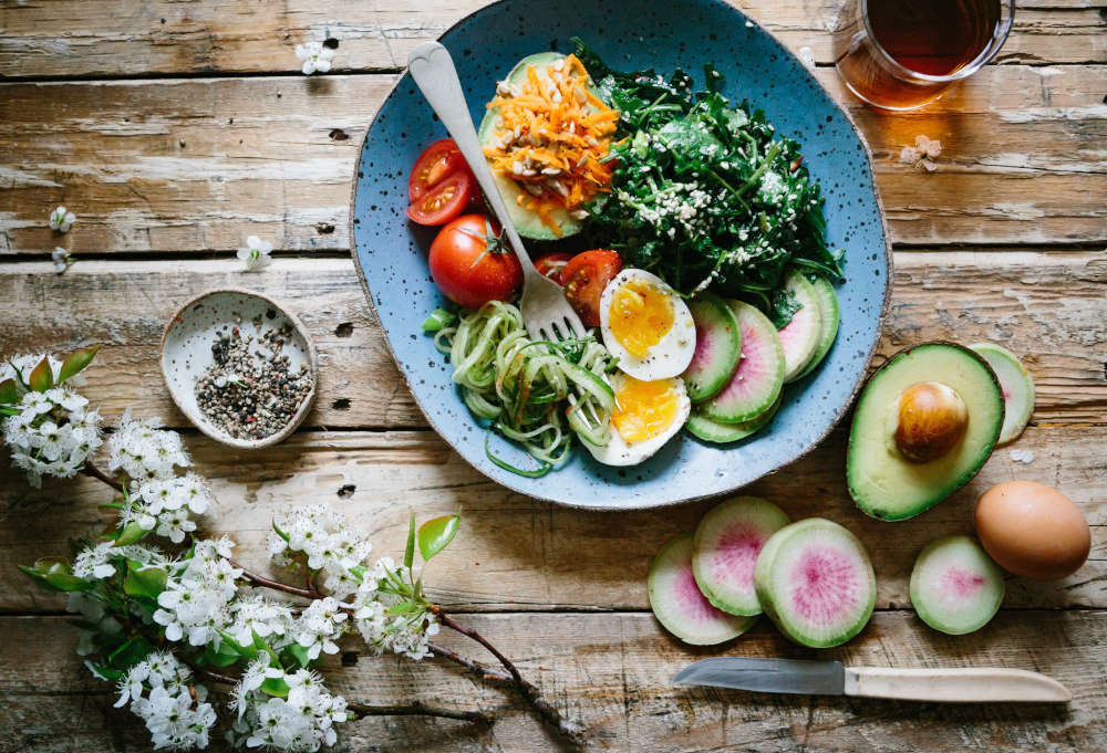 plate with organic food